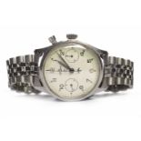 GENTLEMAN'S LEMANIA MILITARY ISSUE STAINLESS STEEL MANUAL WIND WRIST WATCH the round white dial