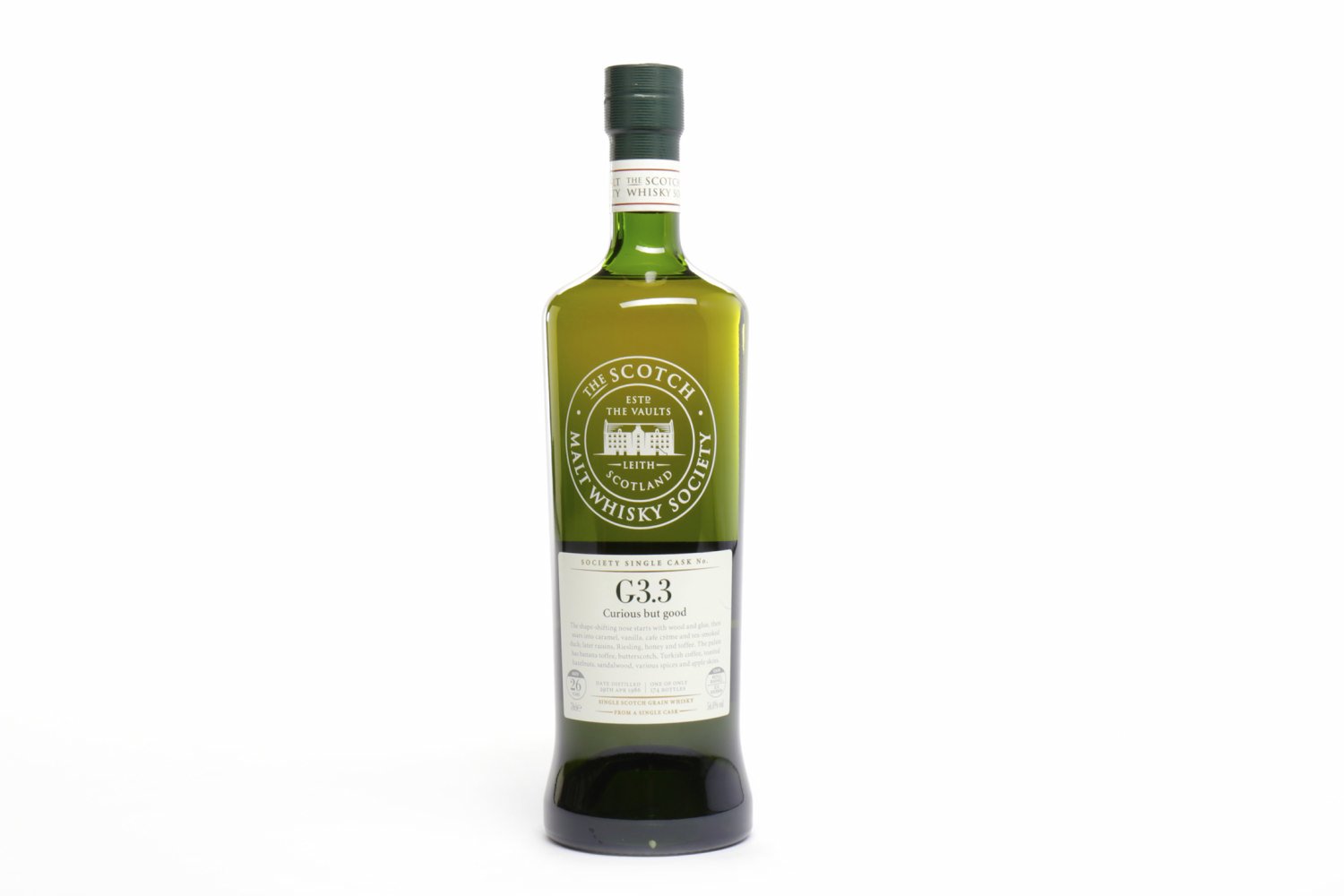 CALEDONIAN 1986 SMWS G3.3 AGED 26 YEARS Closed 1988. Edinburgh, Midlothian. Single grain.