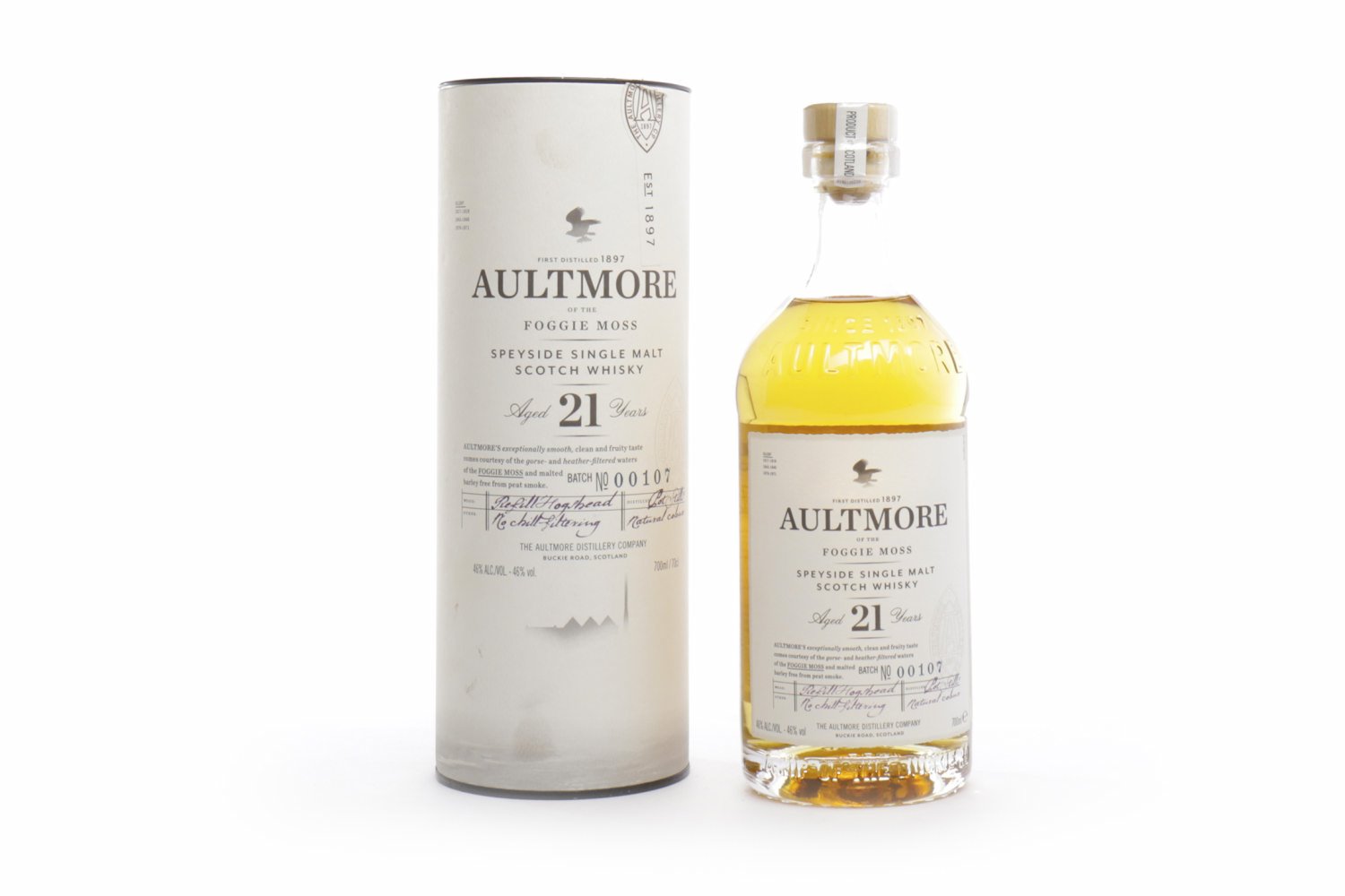 AULTMORE AGED 21 YEARS Active. Keith, Banffshire. Matured in Refill Hogshead, batch no.