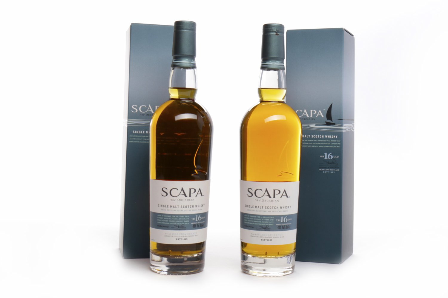 SCAPA 16 YEARS OLD (2) Active. Kirkwall, Orkney. 70cl, 40% volume, in carton. 2 bottles.