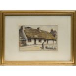 * ALEXANDER ROY GIBSON (SCOTTISH 20TH CENTURY), BURNS COTTAGE, AYR hand coloured etching,