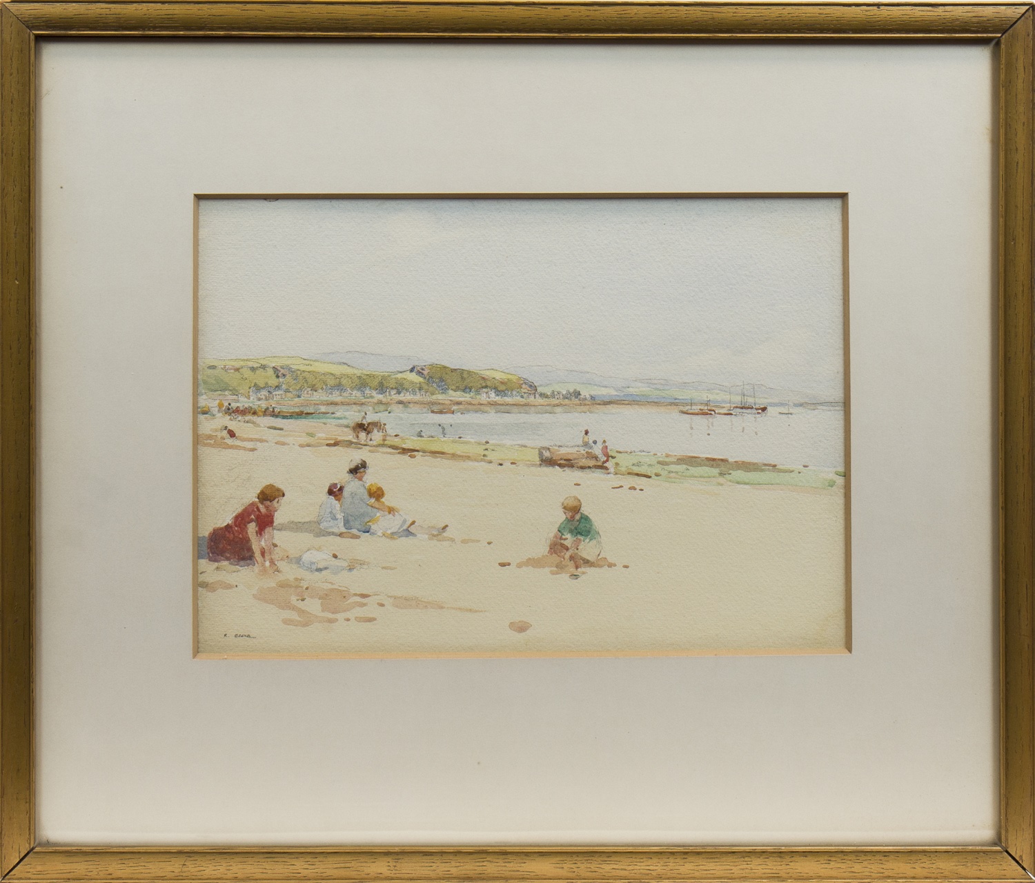 * ROBERT EADIE RSW (SCOTTISH 1877 - 1954), AT THE SEA SIDE watercolour on paper, signed 26.5cm x 37.