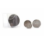 CARTWHEEL PENNY DATED 1797 along with a shilling dated 1758 and a 'Condor' token dated 1790 and a