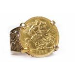 GOLD HALF SOVEREIGN DATED 1904 mounted in a nine carat gold ring,