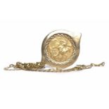 GOLD SOVEREIGN DATED 1903 mounted in a nine carat gold pendant, on a nine carat gold chain,