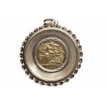 GOLD HALF SOVEREIGN DATED 1982 in a nine carat gold pendant mount, unsoldered, 8.