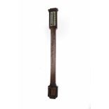 EARLY VICTORIAN ROSEWOOD STICK BAROMETER the ivory register engraved J&J Gardner Sons & Gardner,