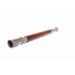 BRASS AND LEATHER SINGLE DRAW TELESCOPE engraved 'E.