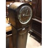 20TH CENTURY OAK CASED GRANDMOTHER CLOCK silvered dial,