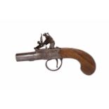 EARLY 19TH CENTURY FLINTLOCK POCKET PISTOL signed 'Mabson & Labron', with 2.