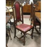 SIX MAHOGANY SINGLE DINING CHAIRS OF WILLIAM AND MARY DESIGN the arch moulded backs with inset