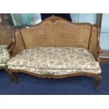 LOUIS XV STYLE DOUBLE-CANED THREE SEAT SUITE with detachable square cushions