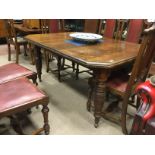 VICTORIAN OAK EXTENDING DINING TABLE the top with canted corners and two additional leaves on