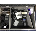 CASE OF PHOTOGRAPHIC ACCESSORIES including Hoya polarizing light filters,