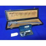 MOORE & WRIGHT MICROMETER contained within bakelite case; together with another micrometer,