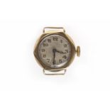 LADY'S MID TWENTIETH CENTURY NINE CARAT GOLD MANUAL WIND WRIST WATCH unsinged 15 jewel movement,