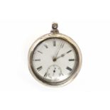 VICTORIAN SILVER PAIR CASED POCKET WATCH the round white dial with Roman numerals in black,