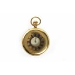 EIGHTEEN CARAT GOLD HALF HUNTER KEYLESS WIND FOB WATCH signed movement numbered 19473,