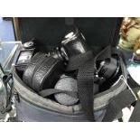 LOT OF CAMERAS AND LENSES including Prinzflex 500E fitted with Helios-44-2 2/58 lens,