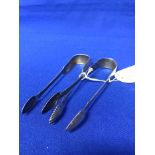 TWO PAIRS OF SILVER SUGAR TONGS