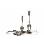 LOT OF 19TH CENTURY SILVER FLATWARE including four silver teaspoons of Old English pattern,