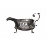 GEORGE II SILVER SAUCE BOAT maker William Gwillim, London 1744,