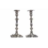 PAIR OF EDWARDIAN SILVER CANDLESTICKS maker William Hutton & Sons Ltd, London 1901,