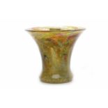 MONART GLASS VASE with trumpet shaped rim, of waisted form, with mottled yellow,