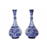 WILLIAM MOORCROFT FOR JAMES MACINTYRE & CO PAIR OF FLORIANWARE VASES in the 'Cornflower' pattern,