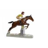 BESWICK MODEL OF GIRL ON JUMPING HORSE number 939, printed factory mark to base,