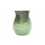 MONART GLASS VASE of oviform, with mottled green and black ground with gold aventurine flecks,