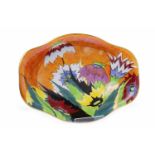 CARLTON WARE ART DECO 'HANDCRAFT' SHAPED DISH in the 'Anenome' pattern,