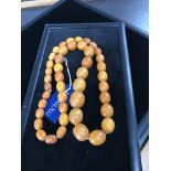 IMPRESSIVE CERTIFICATED NATURAL BUTTERSCOTCH AMBER NECKLACE formed by ovoid beads,