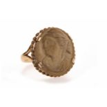 VICTORIAN LAVA CAMEO RING the large section of lava carved to depict a female in profile facing
