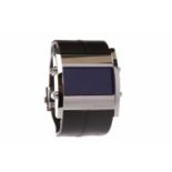 GENTLEMAN'S TAG HEUER MICRO TIMER STAINLESS STEEL DIGITAL WRIST WATCH rectangular black dial,