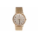 GENTLEMAN'S OMEGA NINE CARAT GOLD MANUAL WIND WRIST WATCH the round dial with applied Arabic