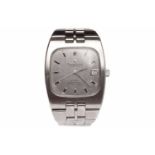 GENTLEMAN'S OMEGA CONSTELLATION AUTOMATIC STAINLESS STEEL WRIST WATCH the rounded square silver