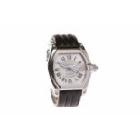 GENTLEMAN'S CARTIER ROADSTER STAINLESS STEEL AUTOMATIC WRIST WATCH the silver coloured dial with