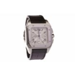 GENTLEMAN'S CARTIER SANTOS 100 STAINLESS STEEL AUTOMATIC CHRONOGRAPH WRIST WATCH the square dial