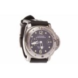 GENTLEMAN'S PANERAI LUMINOR SUBMERSIBLE DIVER'S STAINLESS STEEL AUTOMATIC WRIST WATCH the round