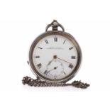 EARLY TWENTIETH CENTURY SILVER OPEN FACE KEY WIND POCKET WATCH the round white enamel dial with