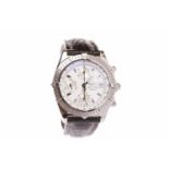 MID SIZE BREITLING CHRONOMETRE AUTOMATIC STAINLESS STEEL WRIST WATCH the round white dial with