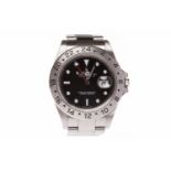 GENTLEMAN'S ROLEX OYSTER PERPETUAL DATE EXPLORER II STAINLESS STEEL AUTOMATIC WRIST WATCH the round