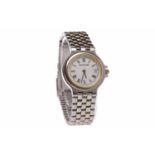 LADY'S MAPPIN AND WEBB STAINLESS STEEL BI COLOUR QUARTZ WRIST WATCH the round white dial with Roman