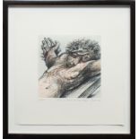 * PETER HOWSON OBE JESUS IS NAILED TO THE CROSS etching with chine collé, signed and dated '04,