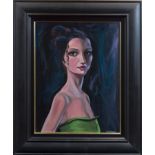 * FRANK MCFADDEN, LADY IN GREEN oil on canvas,