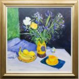 * NORMAN EDGAR RGI, STILL LIFE AND YELLOW CUP oil on canvas, signed,