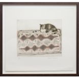 * ELIZABETH BLACKADDER DBE RA RSA RSW RGI DLitt, CAT ON THE MAT limited edition etching,