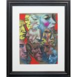 * FRANK MCFADDEN, TECHNICOLOUR FACE STUDY pastel on paper, signed 58cm x 43.