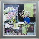 * CAROL DEWART, FLOWERS FROM A SUMMER GARDEN oil on board, signed,